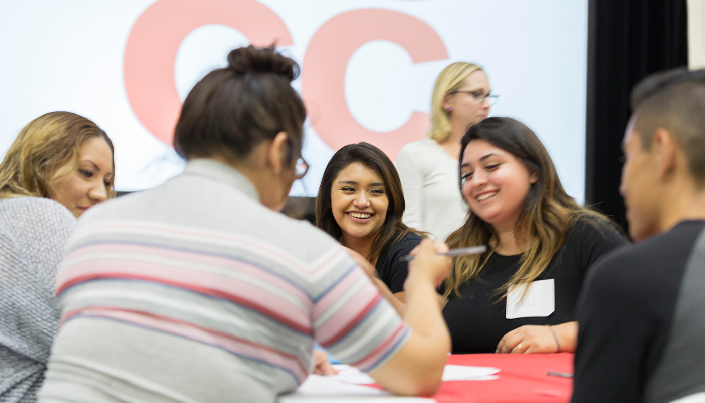 SBCC dual enrollment students sitting at a table together.